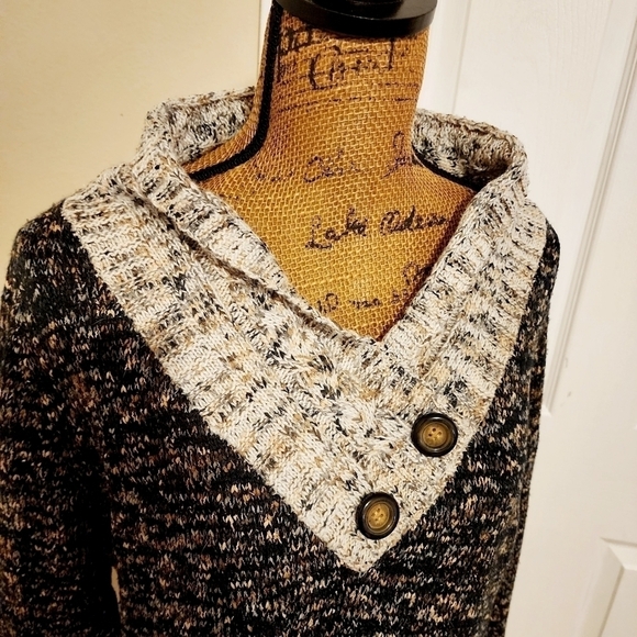 Cato Colorblock Knit Sweater Women's XL Collared Button V-Neck Comfy Cozy Winter - Picture 4 of 9